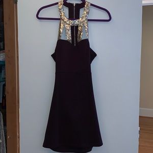 Plum and gold semi formal dress